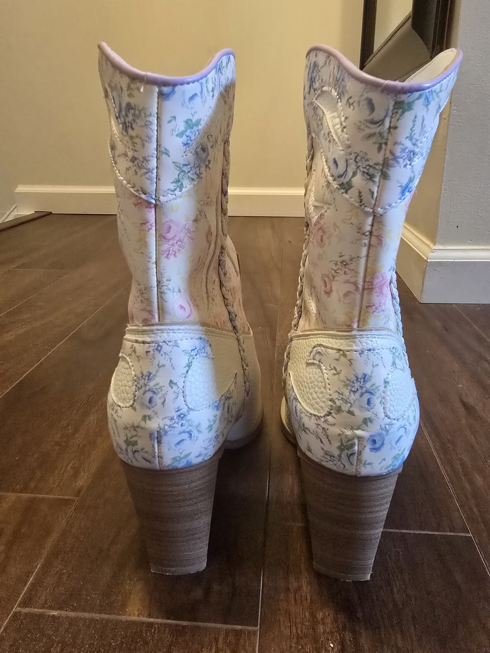 Altar'd State White Floral Western Ankle Boots - Picture 3 of 8